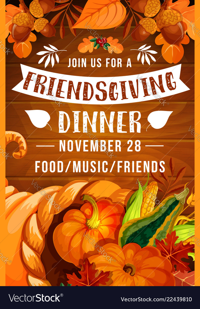 Thanksgiving day cornucopia friendsgiving potluck Vector Image