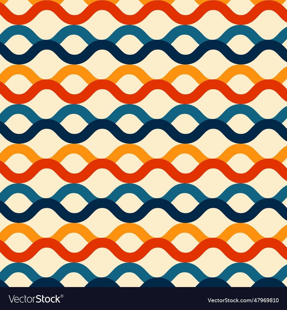 Wave lines seamless pattern retro color style Vector Image Wave lines seamless pattern retro color style
