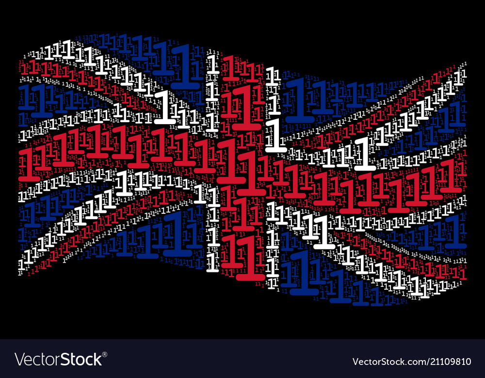 Waving british flag pattern of one digit items