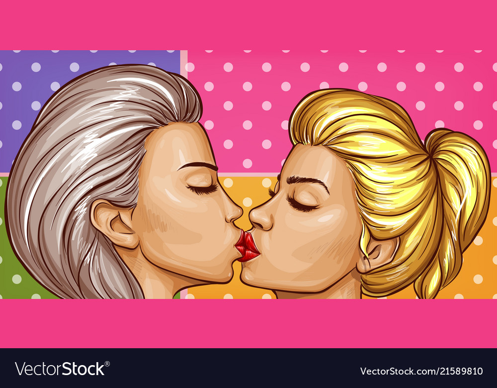 Women kissing each other lesbian love