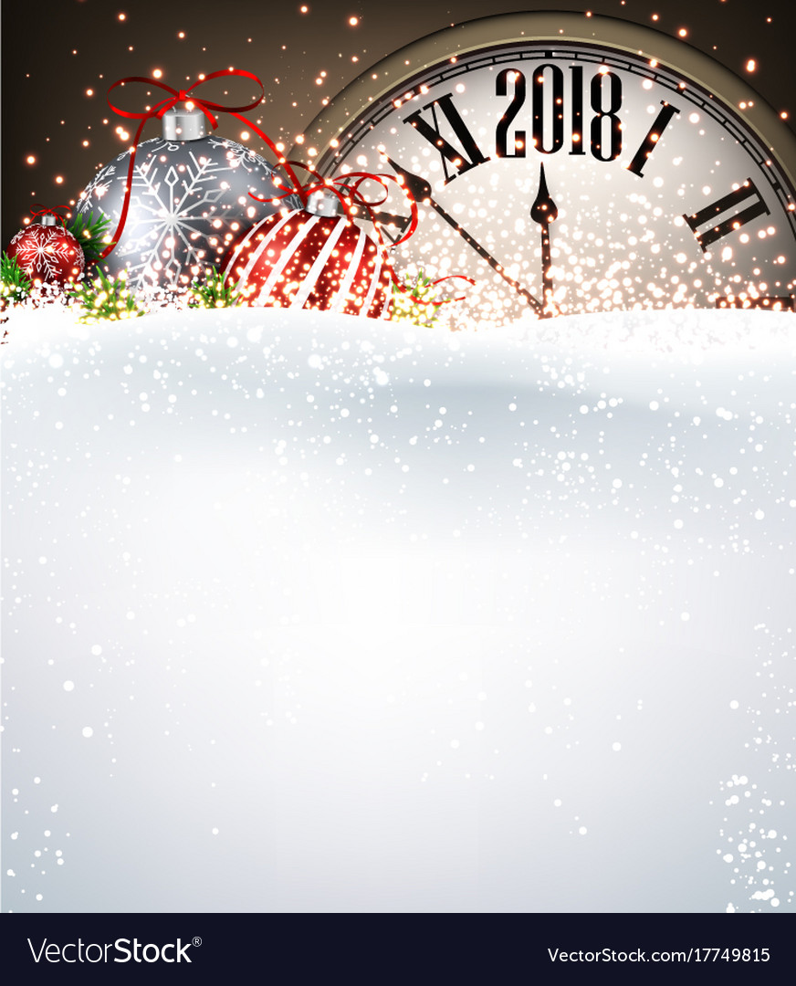 2018 new year background with clock