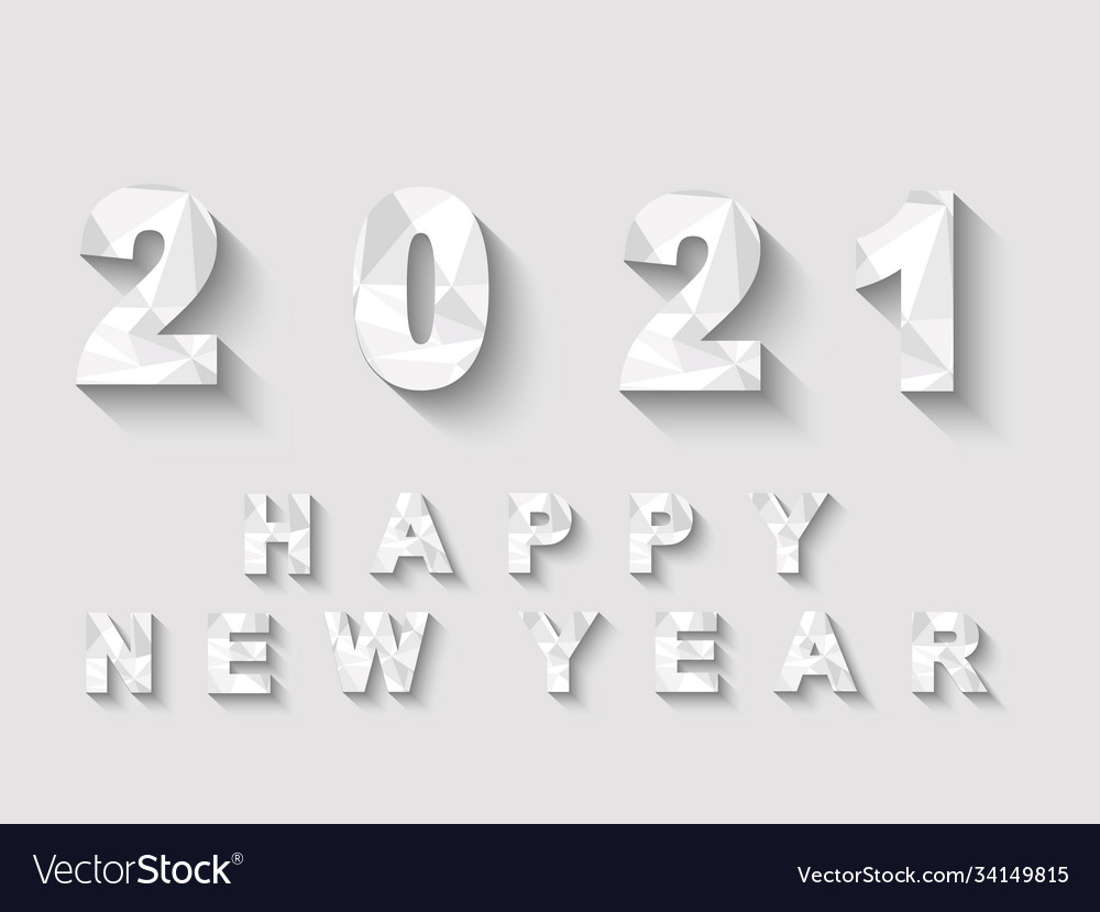 2021 low poly white happy new year