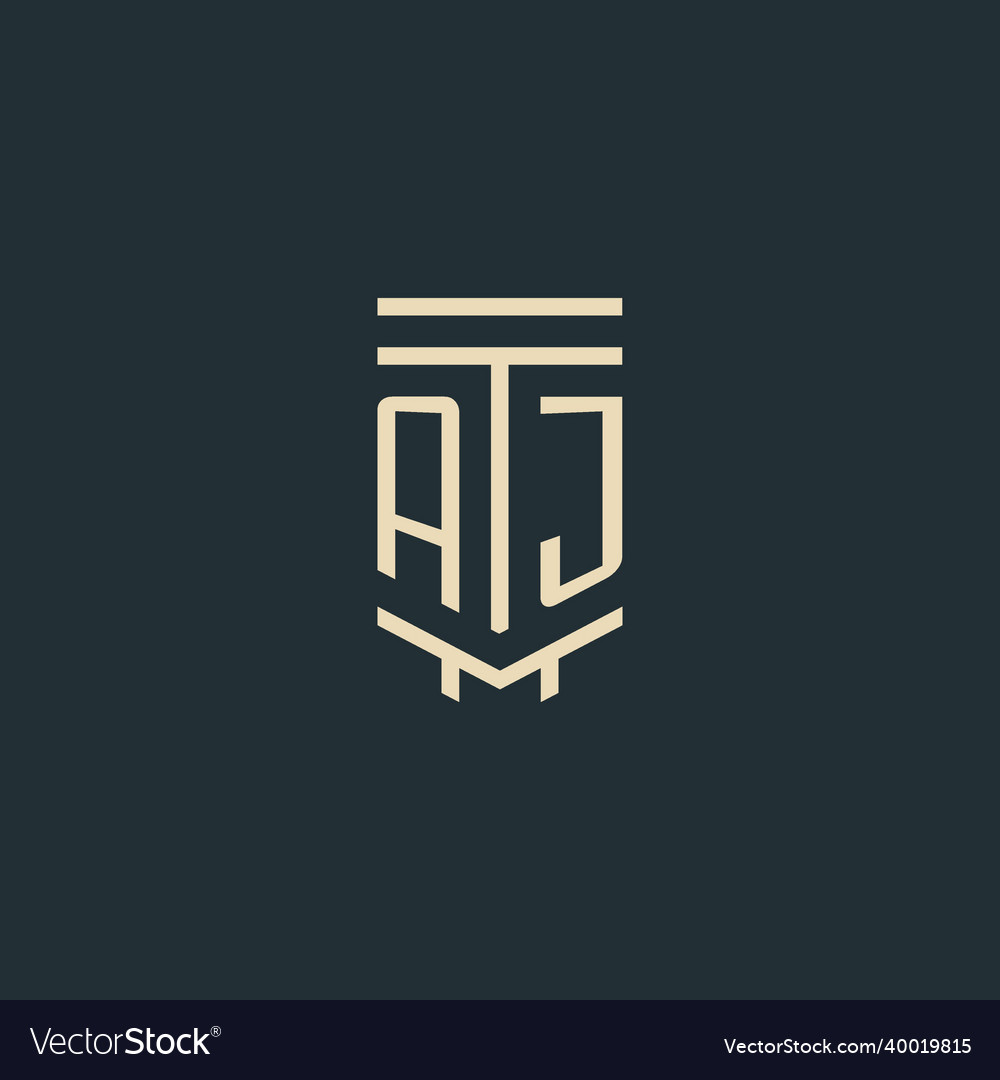 Aj initial monogram with simple line art pillar