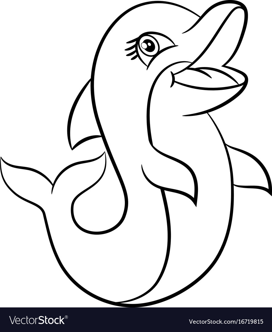 Dolphin coloring book Royalty Free Vector Image