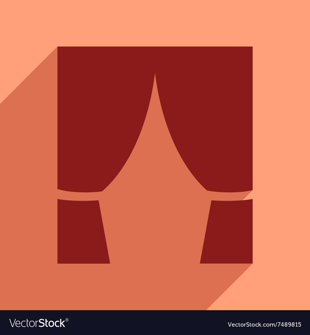Flat web icon with long shadow curtain