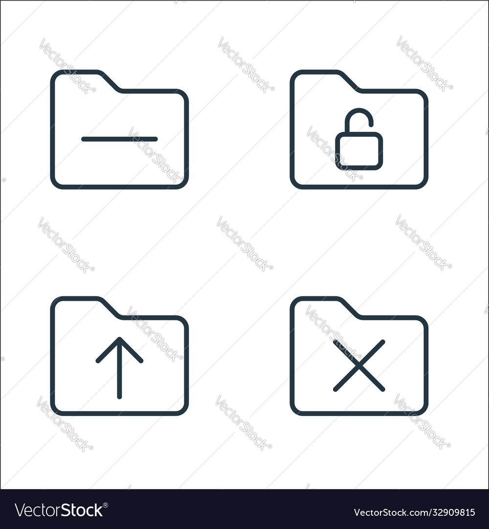 Folder line icons linear set quality vector image Folder line icons linear set quality
