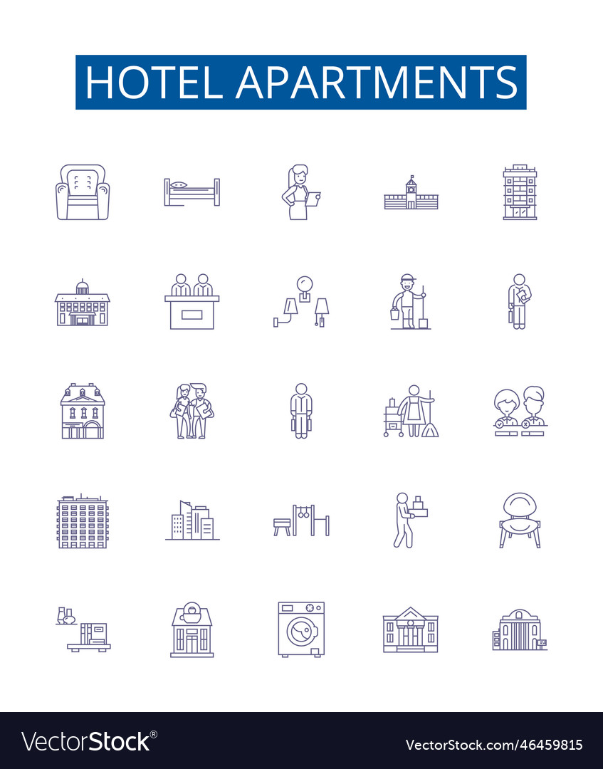 Hotel apartments line icons signs set design