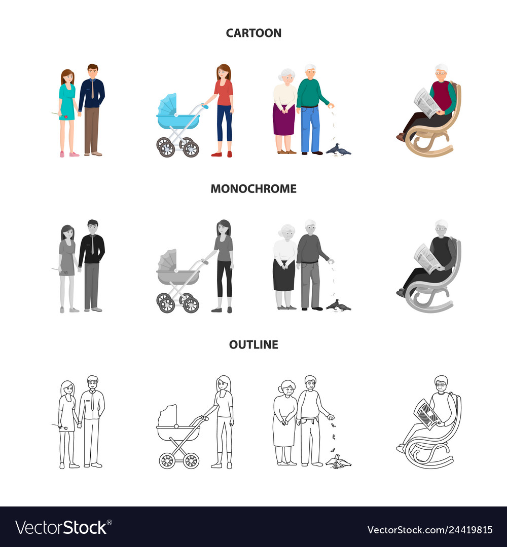 Isolated object of character and avatar logo set vector image Isolated object of character and avatar logo set