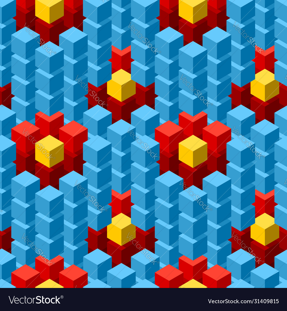 Seamless pattern with geometric cubes colorful