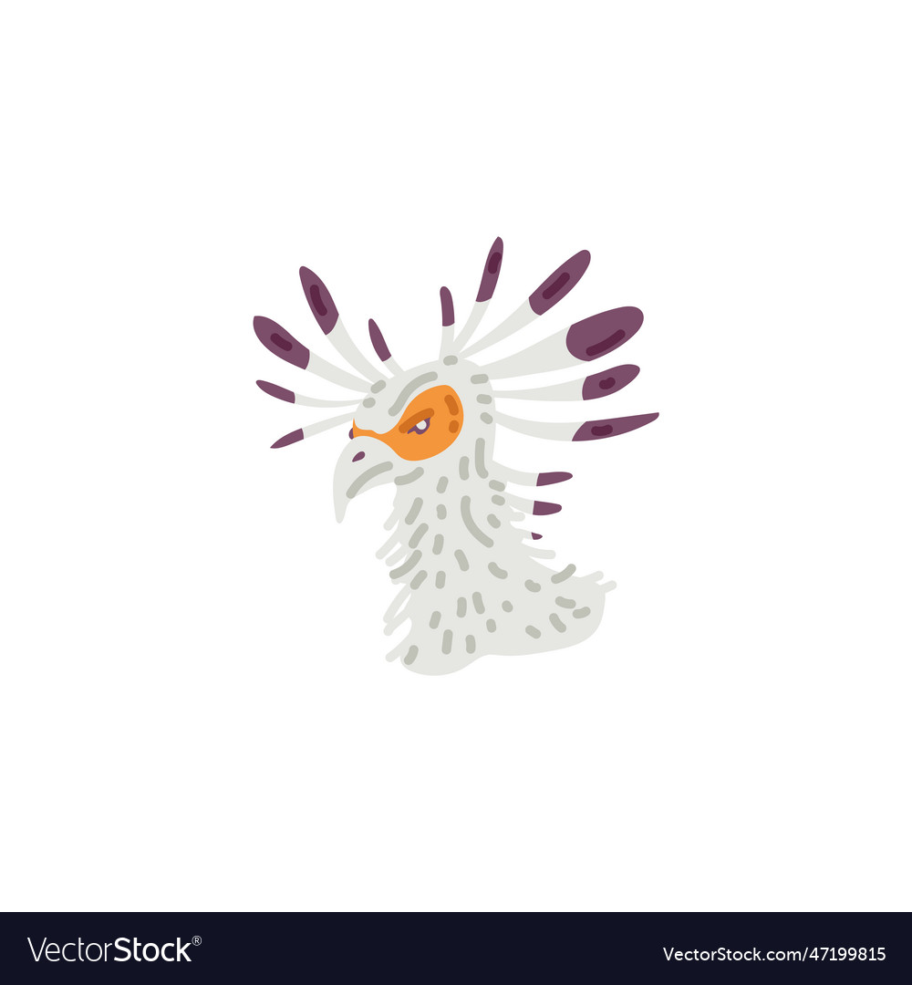 Secretarybird african bird head flat