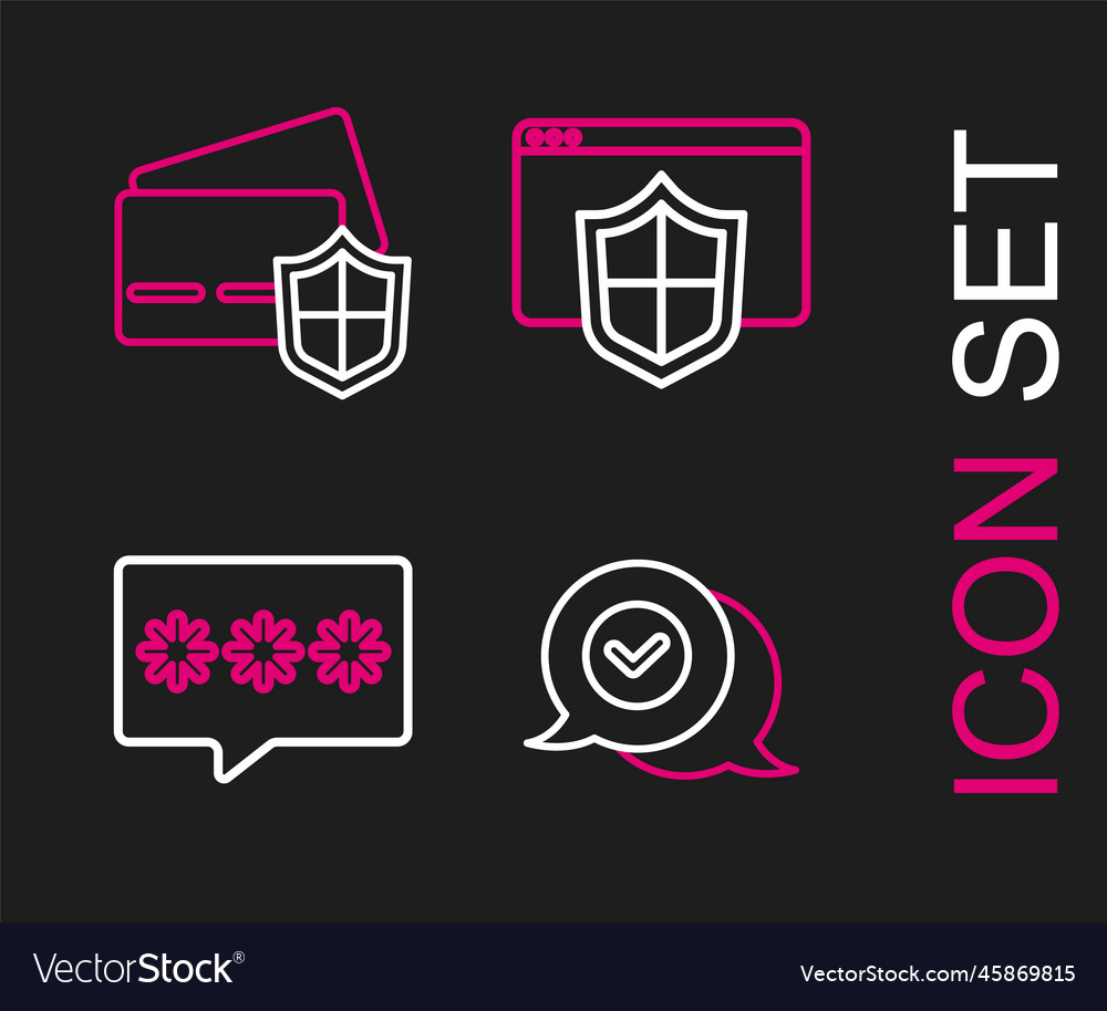 Set line check mark in speech bubble password vector image Set line check mark in speech bubble password