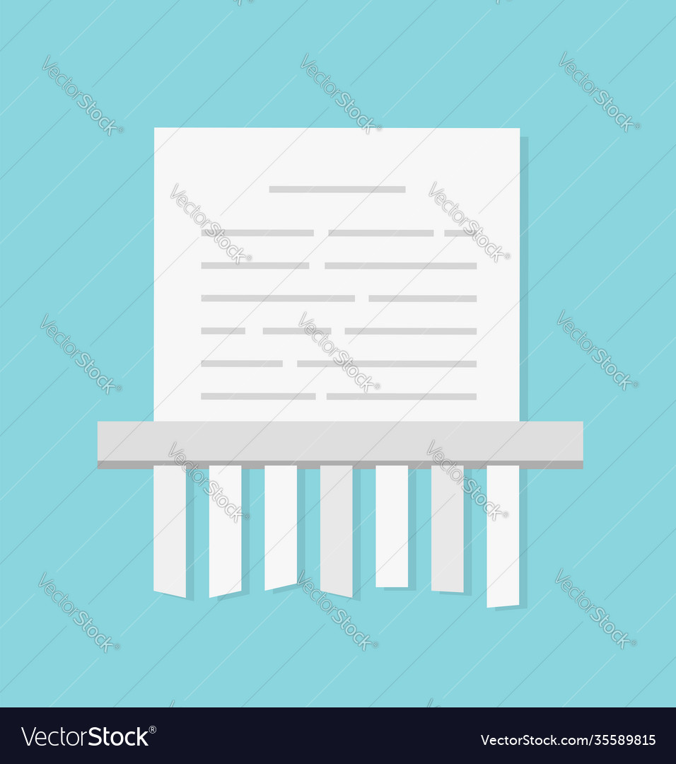Shredding or destroying paper document page via vector image Shredding or destroying paper document page via
