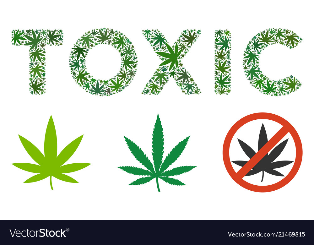 Toxic label collage of marijuana