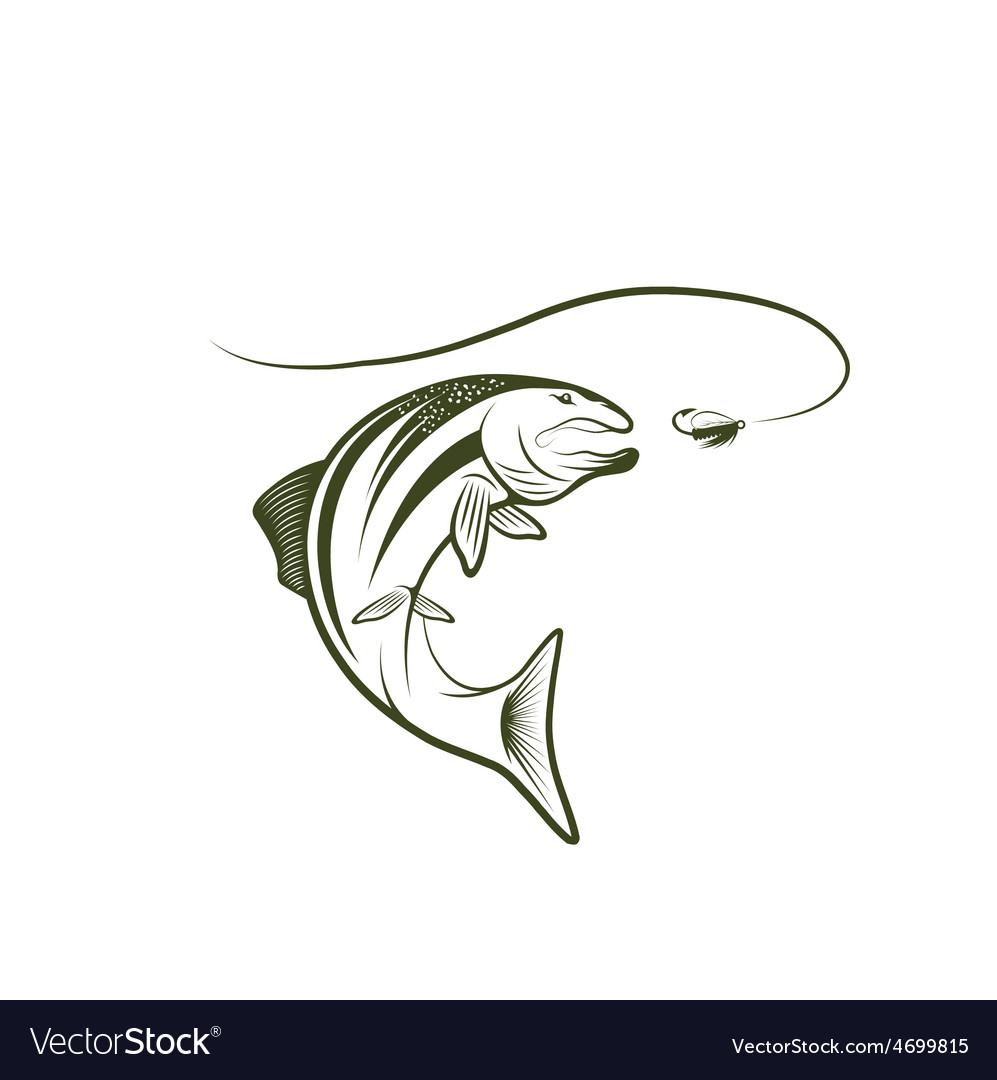 Trout and lure design template Royalty Free Vector Image