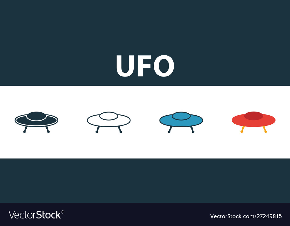 Ufo icon set four simple symbols in different