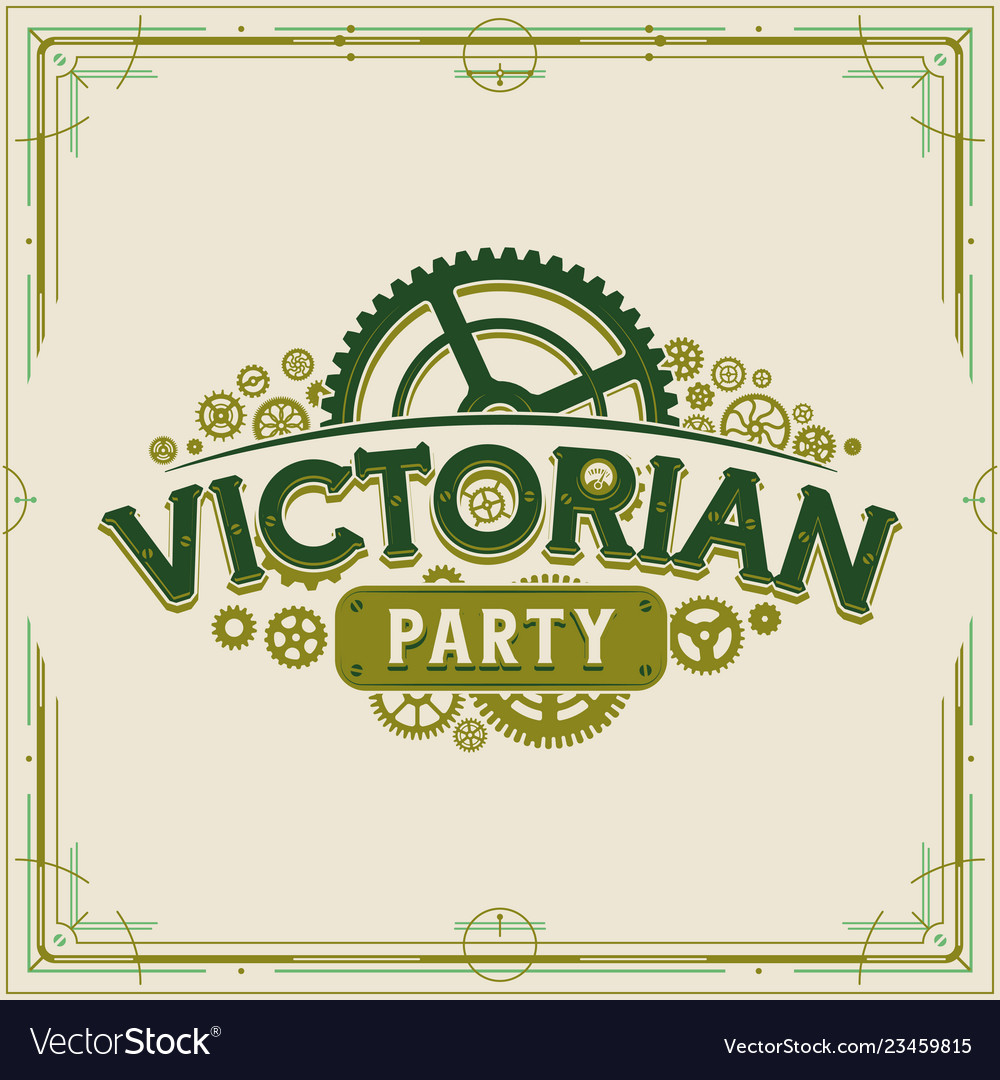 Victorian Party Vintage Logo Design Victorian Era Vector Image