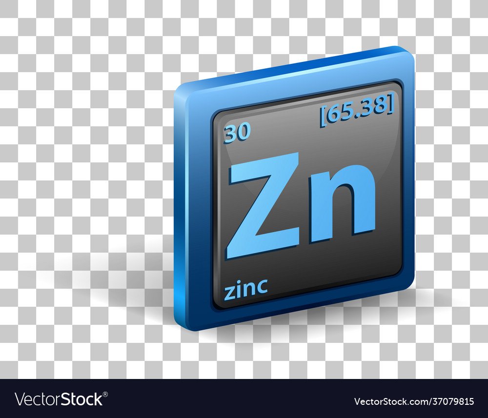 Zink chemische Element Symbol mit Atom