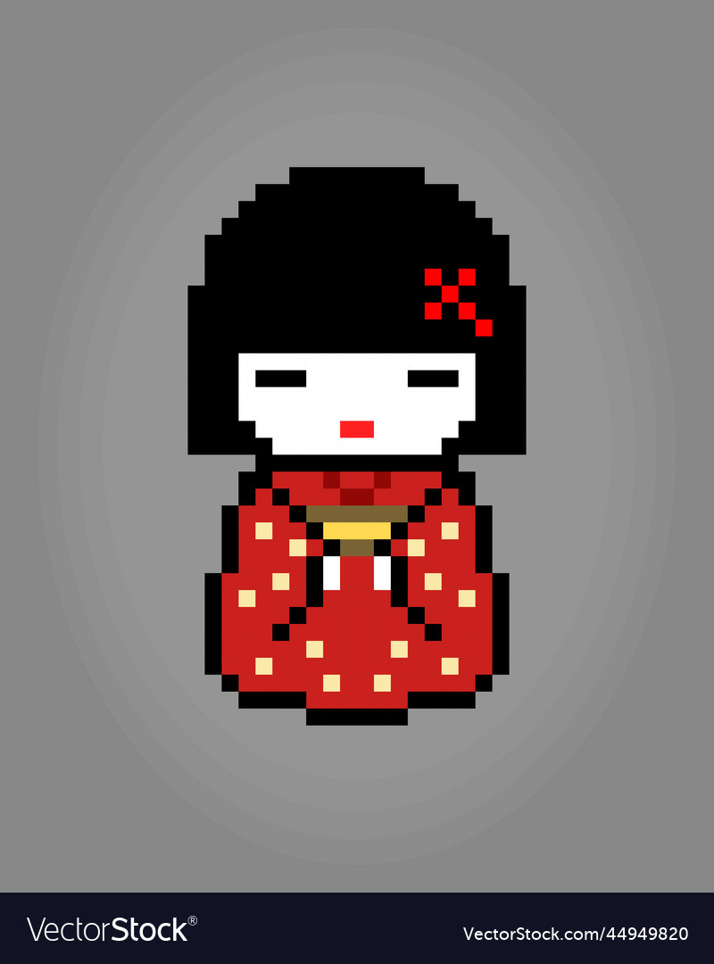 8 Bit Pixel Charakter Frauen tragen ein Kimono Kleid vector image 8 Bit Pixel Charakter Frauen tragen ein Kimono Kleid