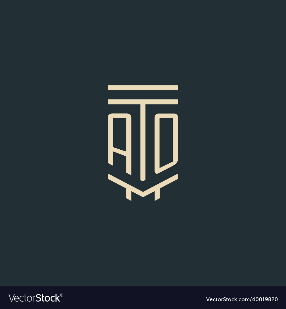 Ao initial monogram with simple line art pillar