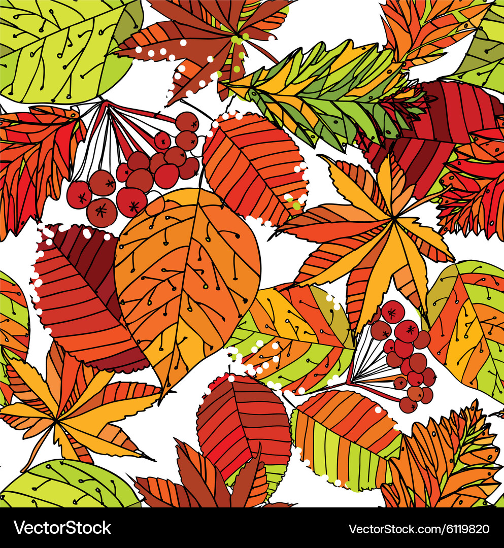 Autumn leaf seamless pattern Royalty Free Vector Image