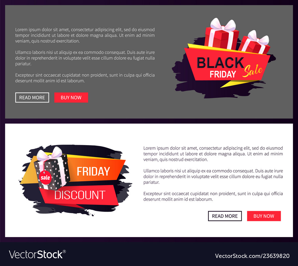 Black Friday Sale Banner With Presents In Boxes Vector Image