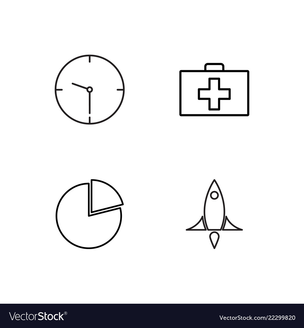 Business simple outlined icons set