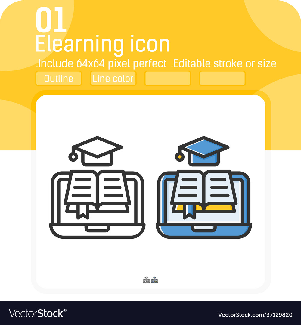 E-learning icon with different style isolated vector image E-learning icon with different style isolated