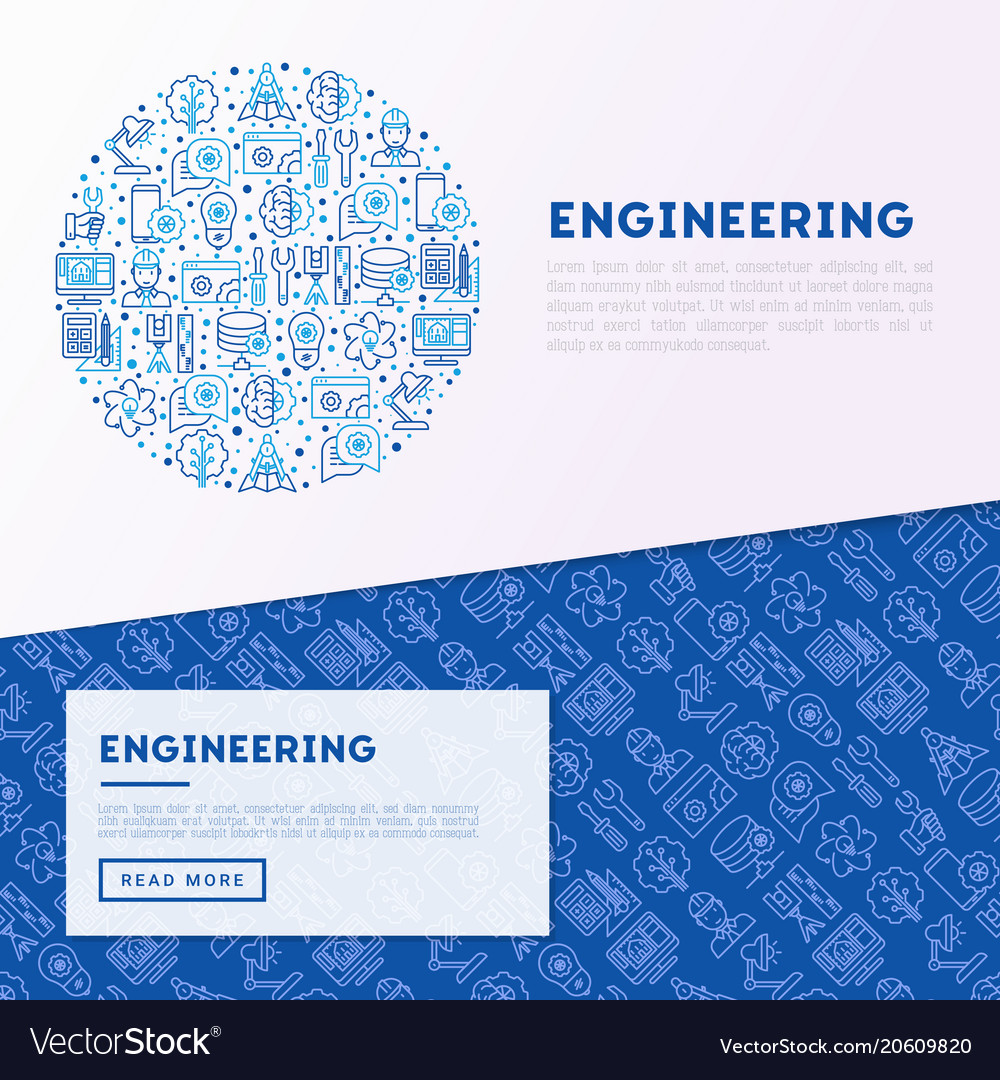 Engineering concept in circle with thin line icons