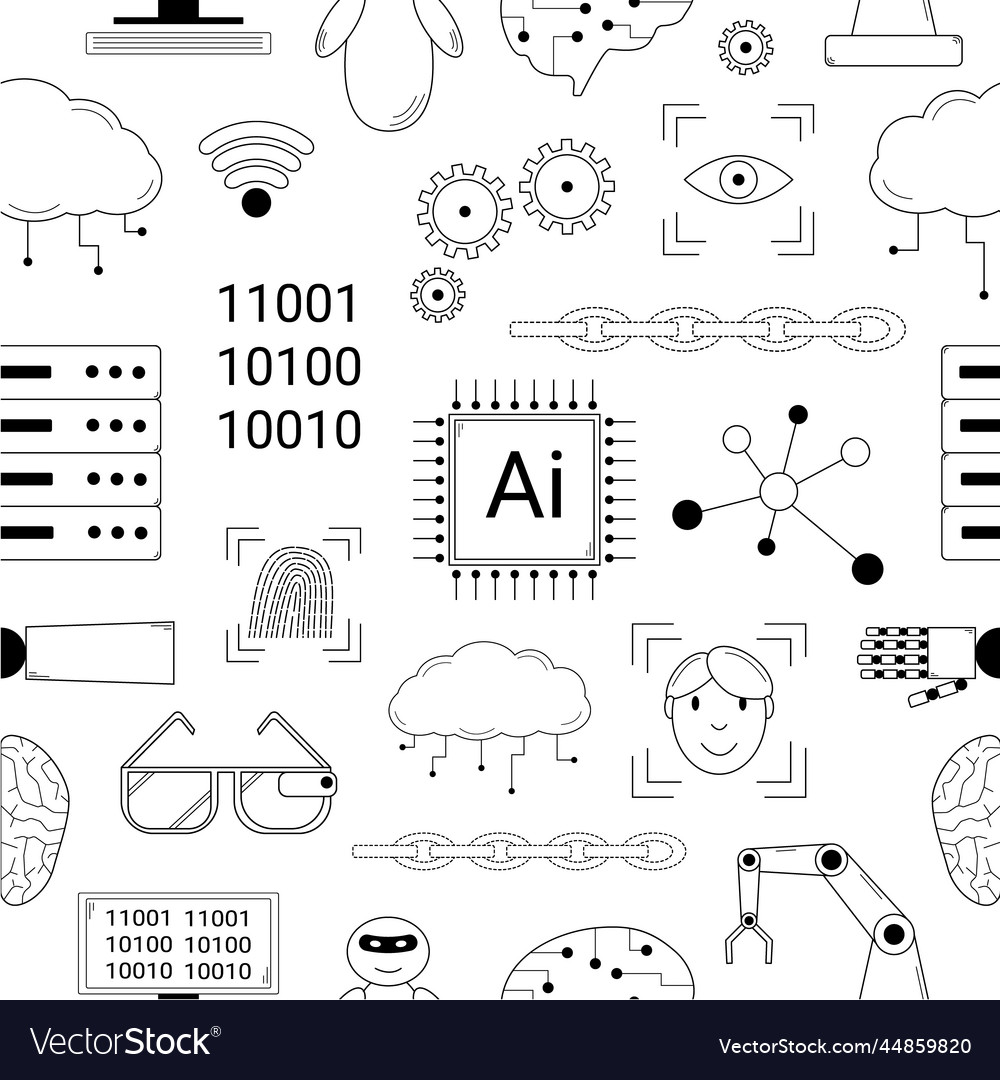 Hand drawn seamless pattern with elements