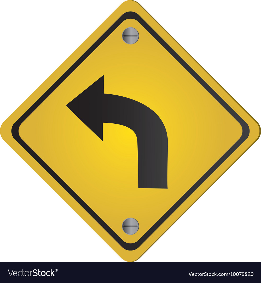 Left Curve Ahead Traffic Sign Icon Royalty Free Vector Image