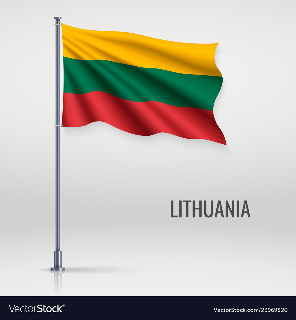 Lithuanian Flag on Flagpole