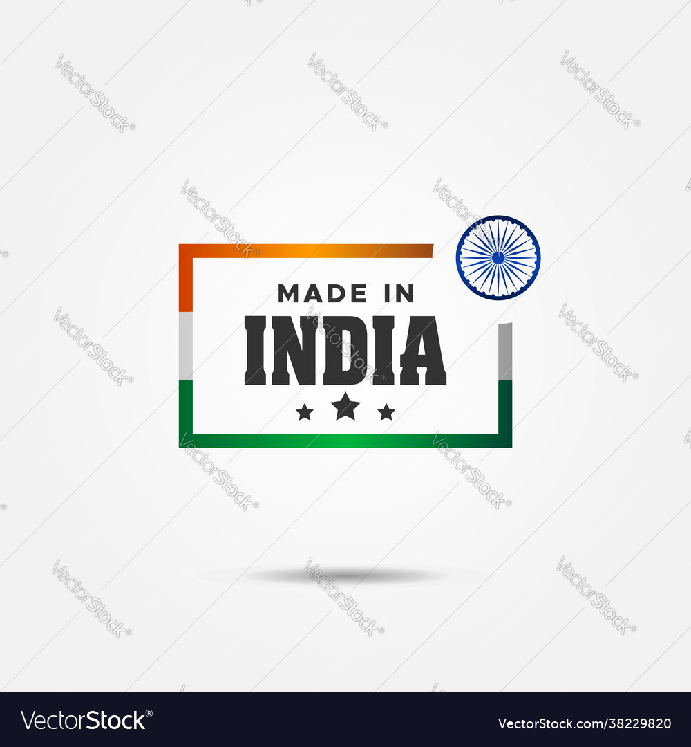 Made in india label design Royalty Free Vector Image