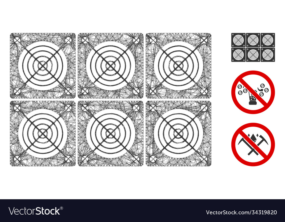 Mining asic farm polygonal web mesh vector image Mining asic farm polygonal web mesh