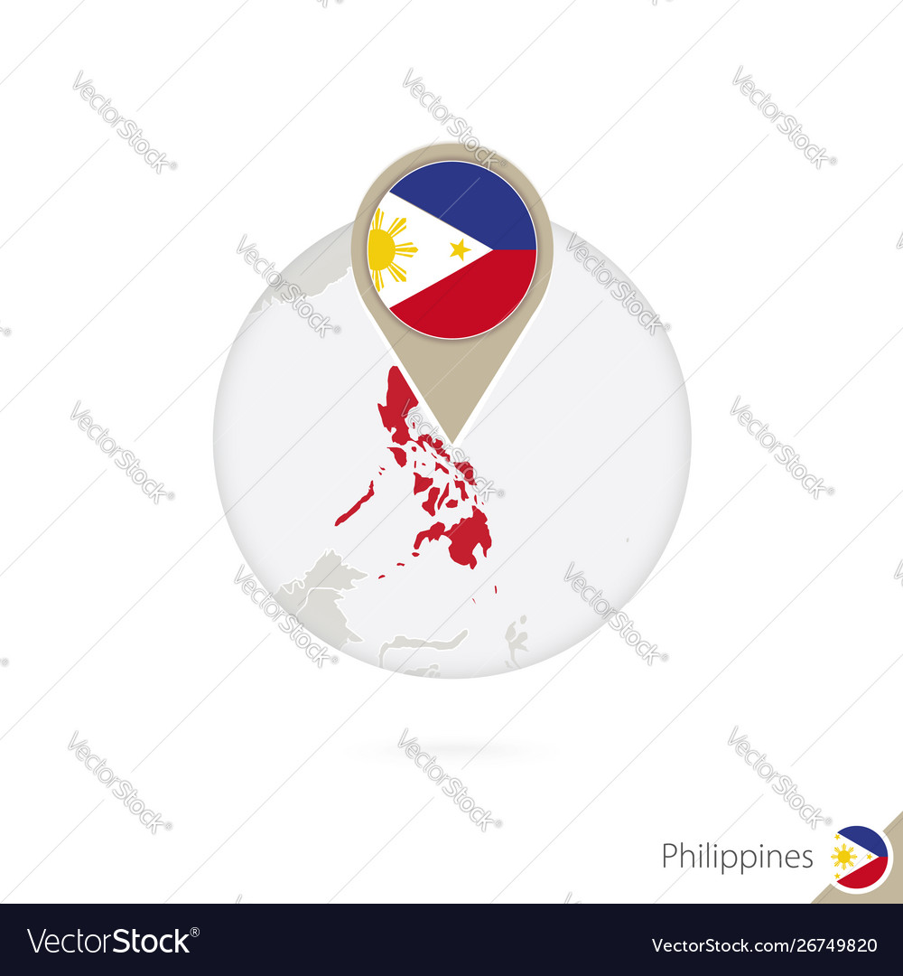 Philippines map and flag in circle map Royalty Free Vector