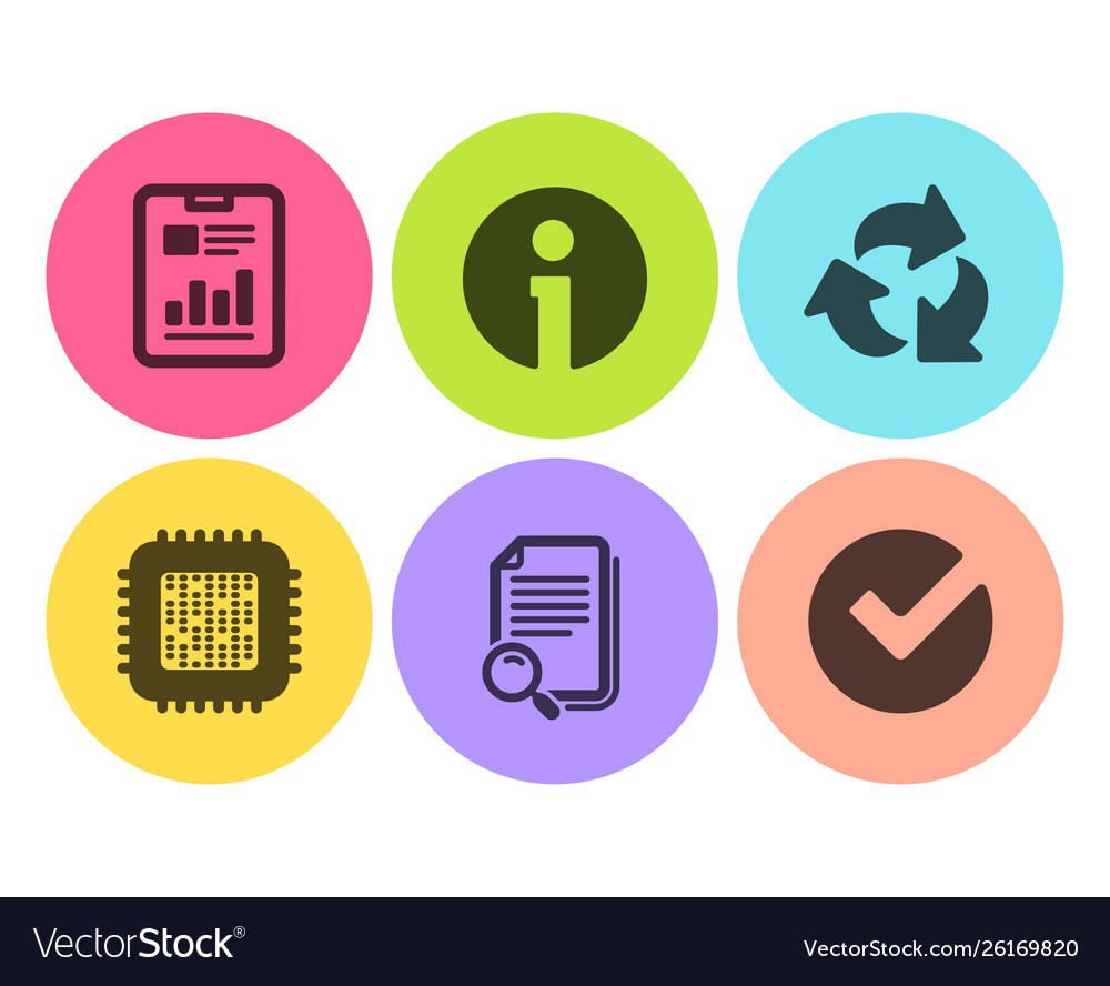 Recycle cpu processor and search file icons set vector image Recycle cpu processor and search file icons set