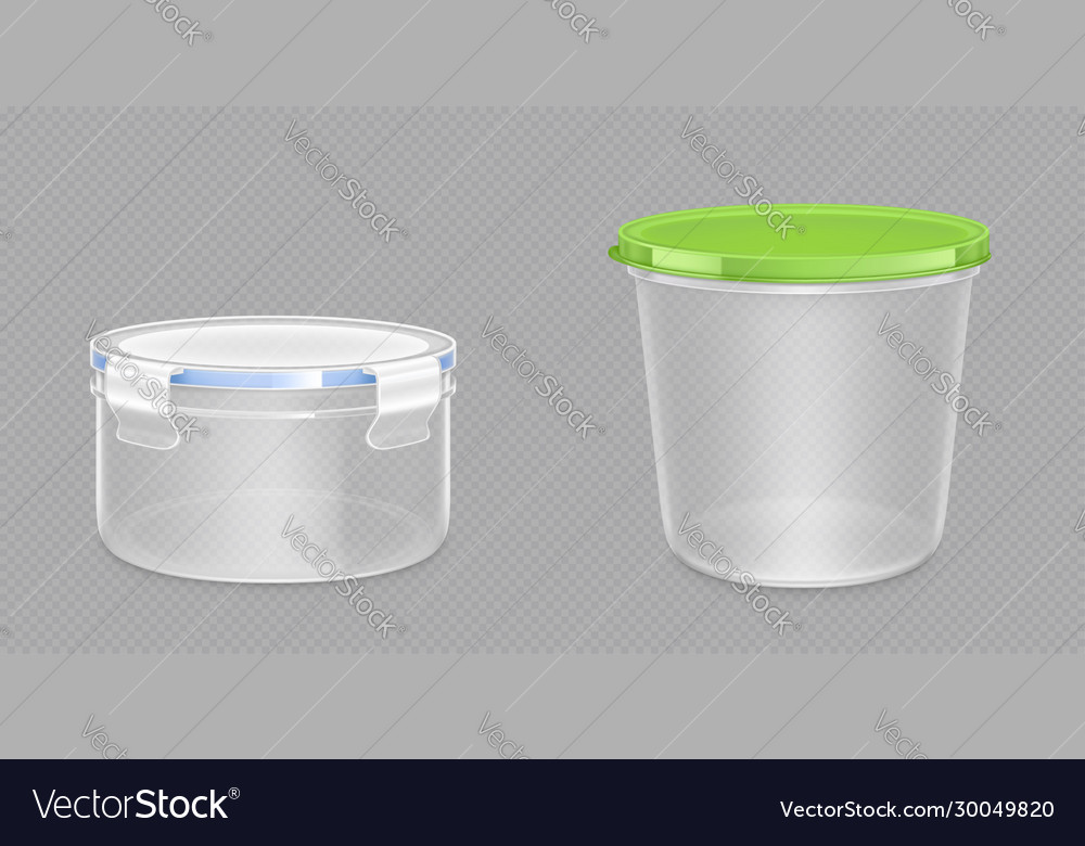 Round Plastic Food Containers With Clipping Path Vector Image Round Plastic Food Containers With, Round Plastic Food Storage Containers
