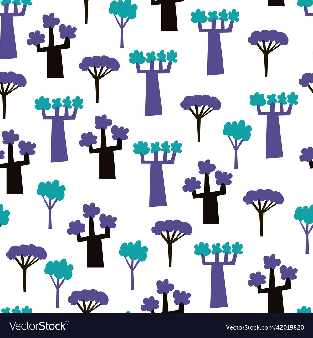 Seamless pattern with simple trees vector image Seamless pattern with simple trees