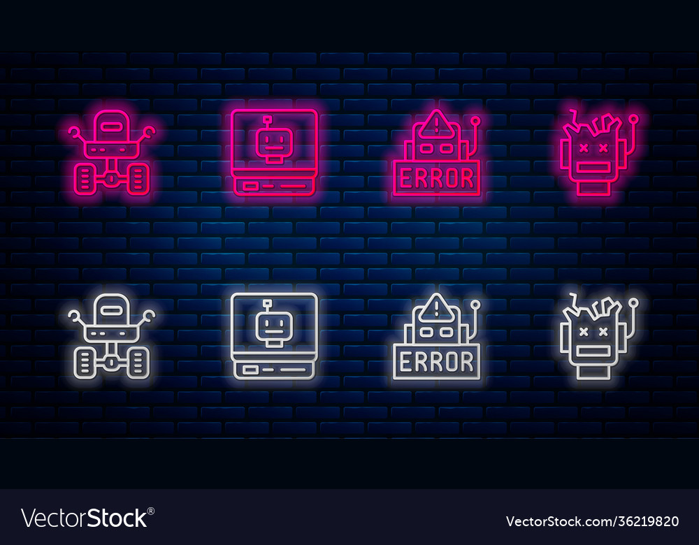 Set line robot error in mars rover vector image Set line robot error in mars rover