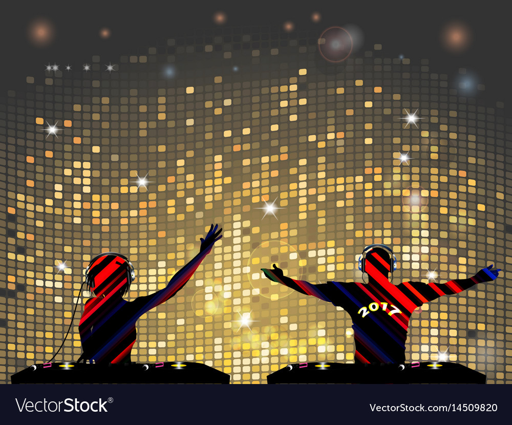 Striped dj silhouette male and female