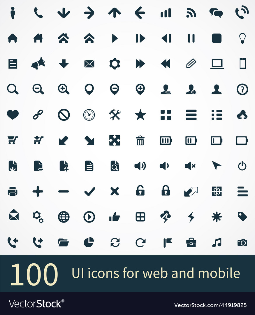 100 ui outline icons for web and mobile