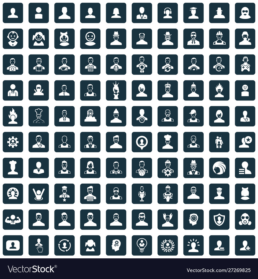 Avatar 100 icons universal set for web and ui