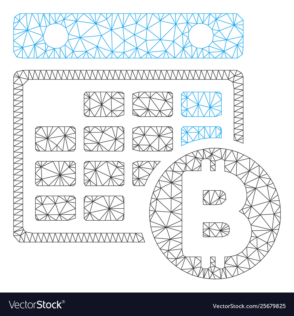Bitcoin calendar mesh wire frame model vector image Bitcoin calendar mesh wire frame model