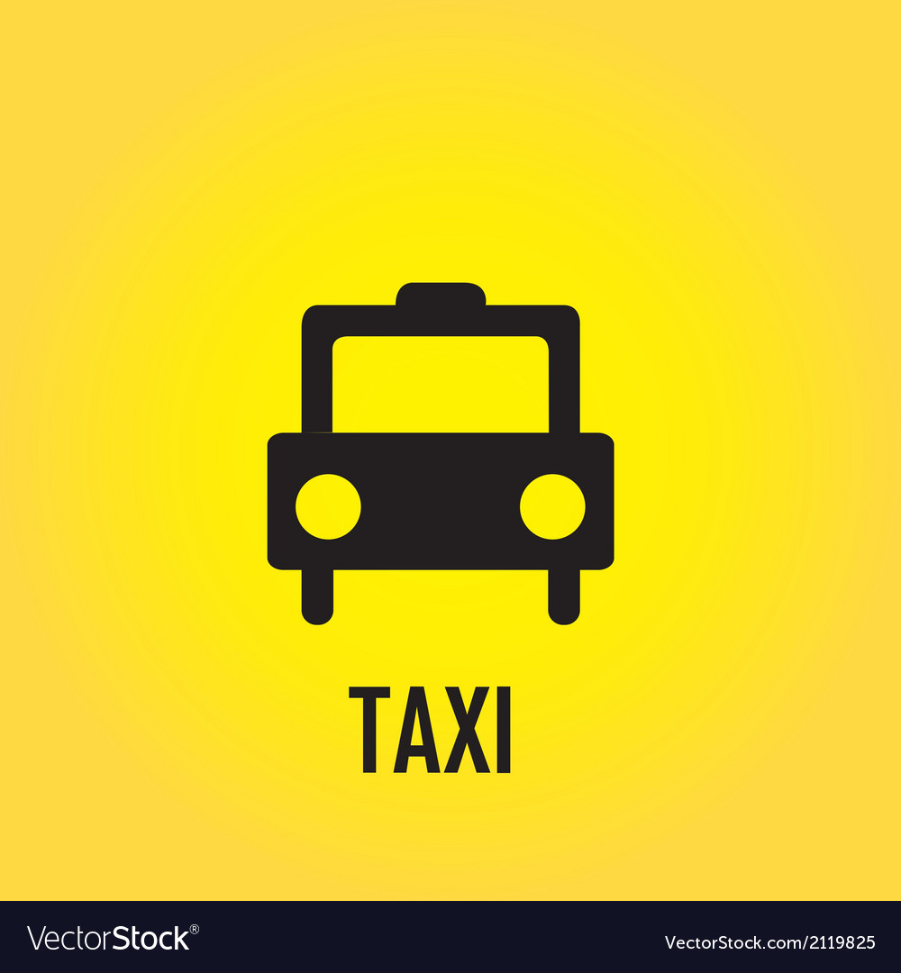 Black taxi sign over yellow background Royalty Free Vector