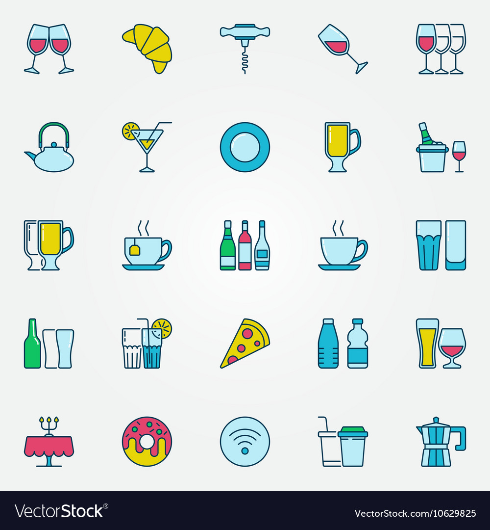 Colorful bar and cafe icons