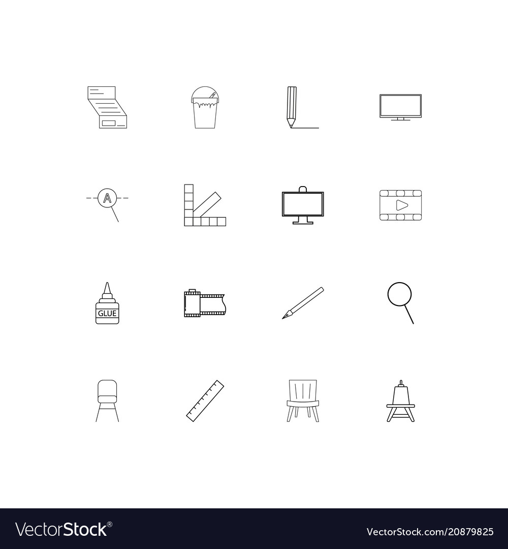 Creative process and design linear thin icons set