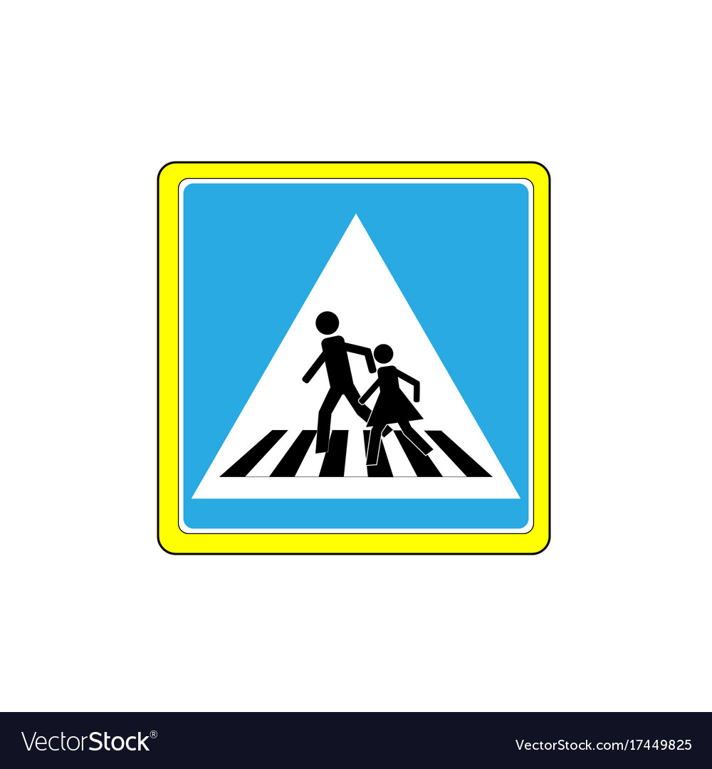 Crosswalk sign black in white triangle