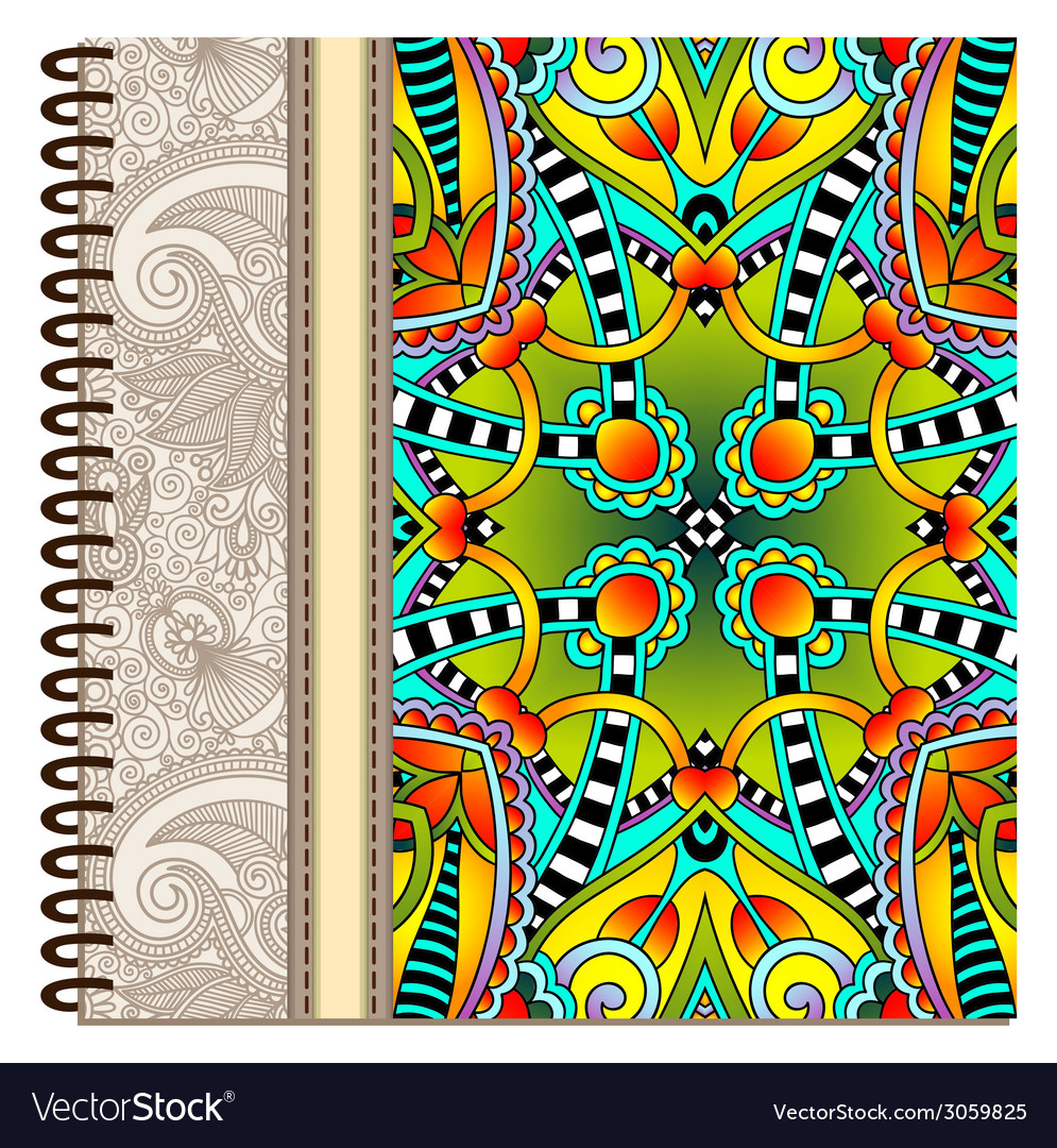 Design of spiral ornamental notebook cover Vector Image