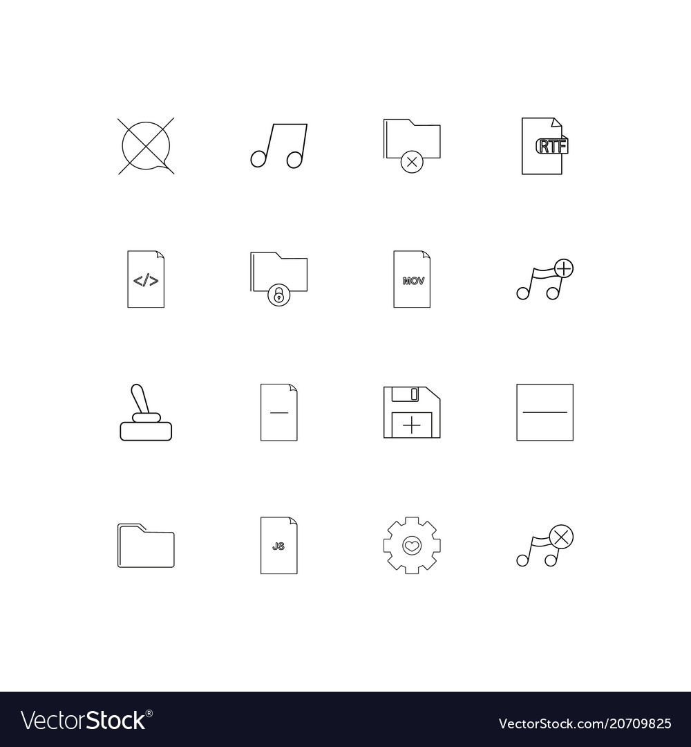 Dateien und Ordner unterschreiben einfache lineare Symbole Set