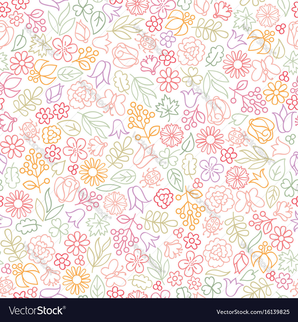 Flower icon seamless pattern floral leaves