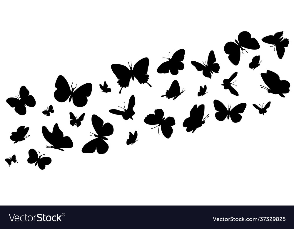 Flying butterflies silhouettes